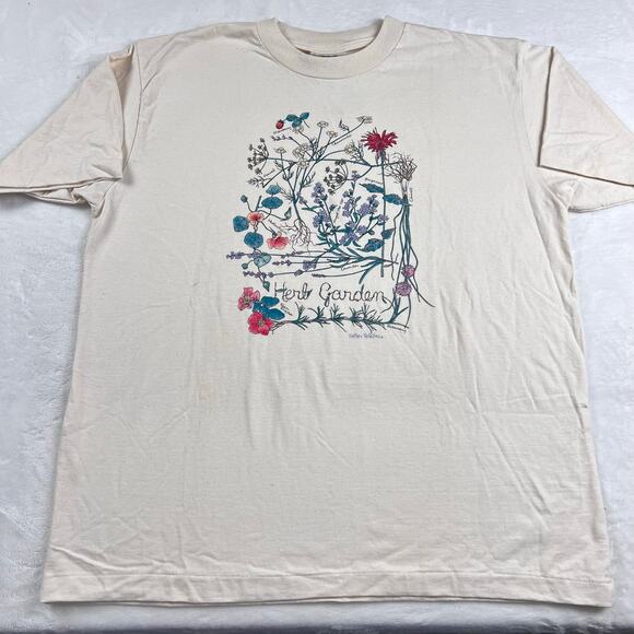 Northern Reflections Vintage Herb Garden Floral T-Shirt Single Stitch Size Large - Picture 1 of 8